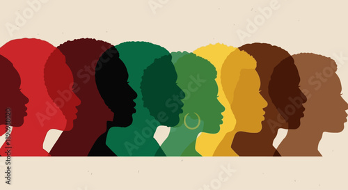 Diverse Human Silhouettes in Vibrant Colors Representing Unity and Equality