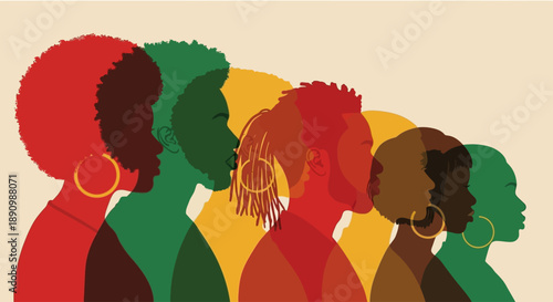 Diverse Black People in Silhouette Unity Culture Heritage and Community Concepts