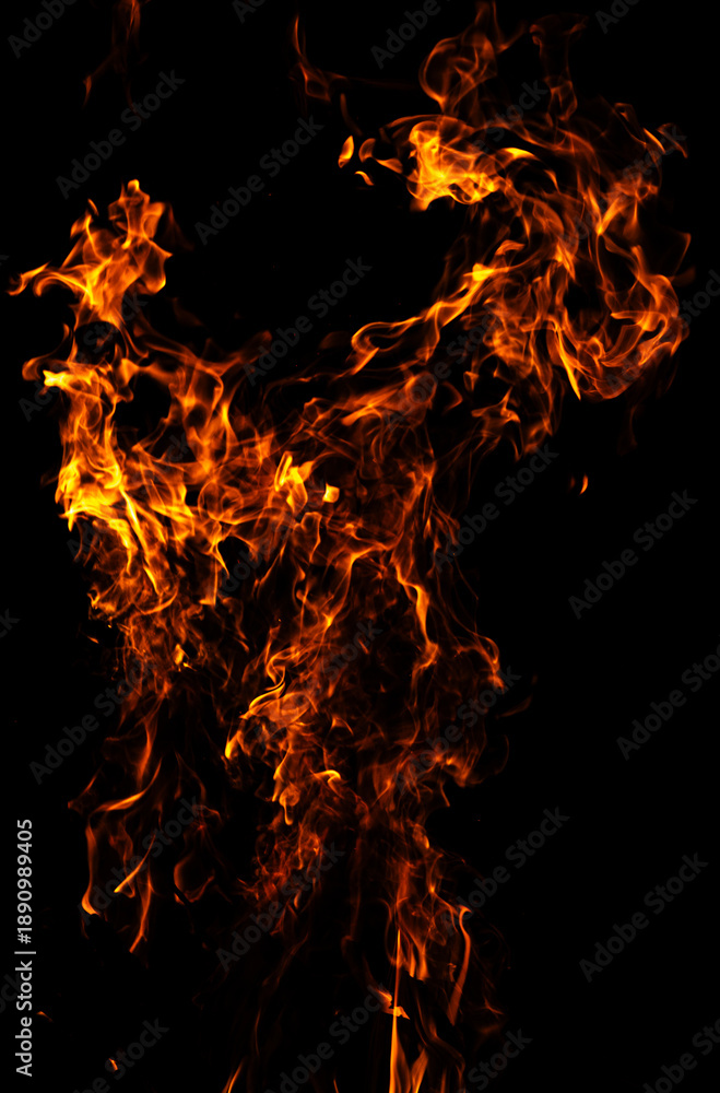 Obraz premium Fire burning motion pattern. Fire intense blaze effect. Fire dramatic heat waves. Fire glowing flame design.