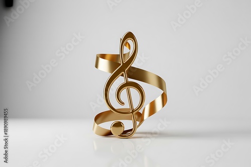 Golden treble clef symbol with elegant ribbon design