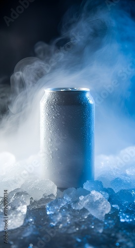 Wallpaper Mural Chilled Aluminum Can with Ice and Smoke on a Dark Background. Torontodigital.ca