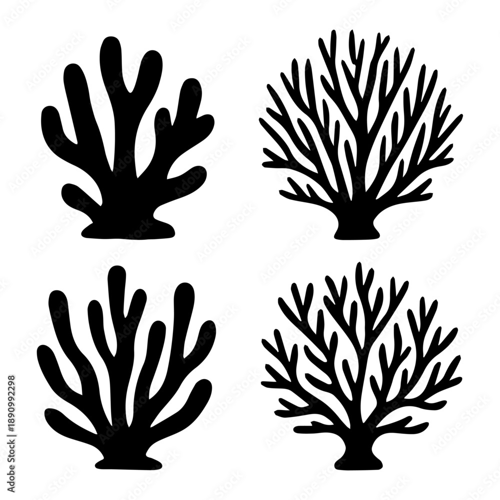 Obraz premium Set of Black Coral Silhouette Collection in Various Styles