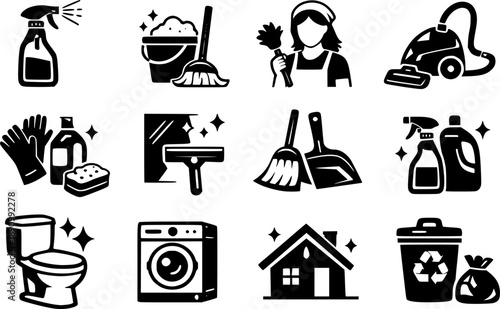 House Cleaning icon collection set. Editable stroke.
