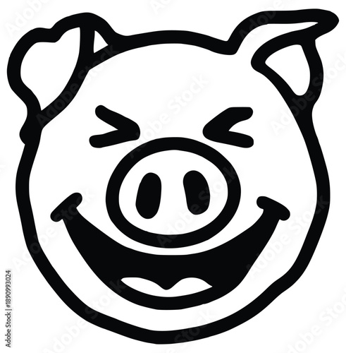 Happy Pig Face: A whimsical illustration of a smiling pig face, conveying a sense of joy and lightheartedness.