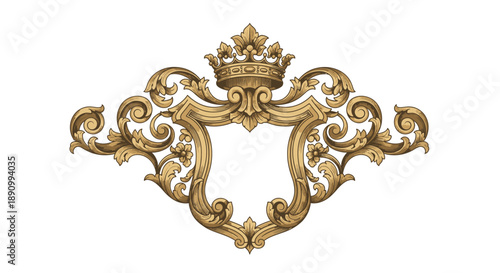 Gold Ornate Frame with Crown Design Element.