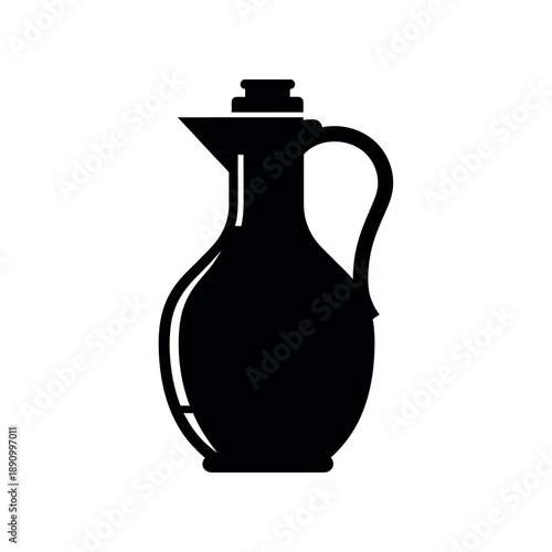 Elegant Black Silhouette of a Classic Pitcher.