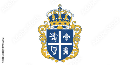Royal Crest with Crown and Shield Emblem.