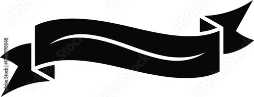 Black ribbon banner silhouette for logos, awards, certificates, and general graphic design layouts. 