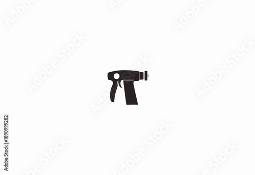 Minimalistic black silhouette of a garden hose spray nozzle on a white background showcasing simple design and functionality for irrigation and gardening uses