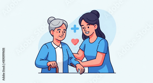 Healthcare worker checking elderly patient's blood pressure with care and compassion