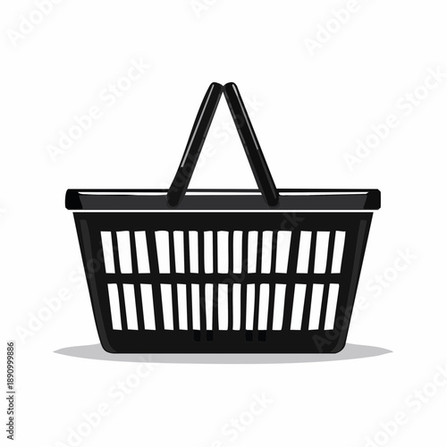 Shopping basket icon silhouette representing grocery cart for retail purchase or market transaction vector