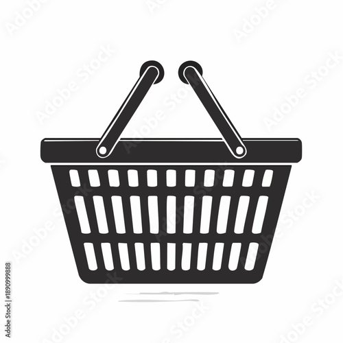 Shopping basket icon silhouette representing grocery cart for retail purchase or market transaction vector