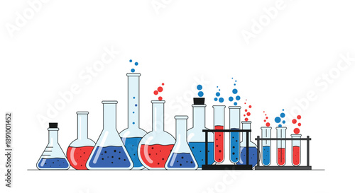 Laboratory glassware vector set with test tubes and flasks