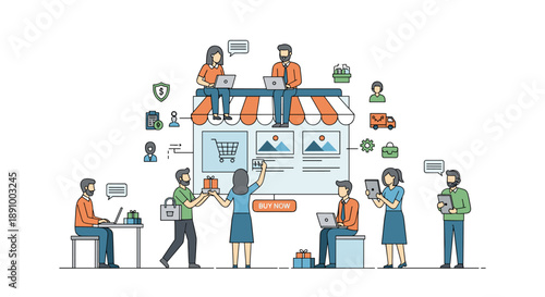 Wallpaper Mural Collaborative Digital Business Platform Team Members Engage in Online Shopping, E-commerce Management, and Customer Experience Optimization Torontodigital.ca