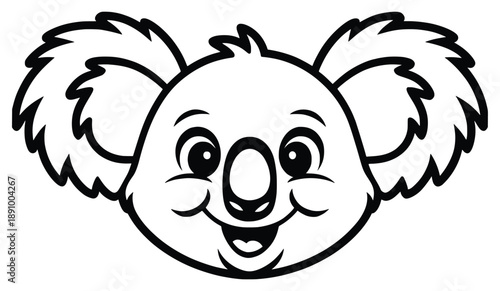 Cute Koala Face Illustration: A delightful illustration showcases a charming koala face, inviting smiles with its adorable features and cheerful expression.