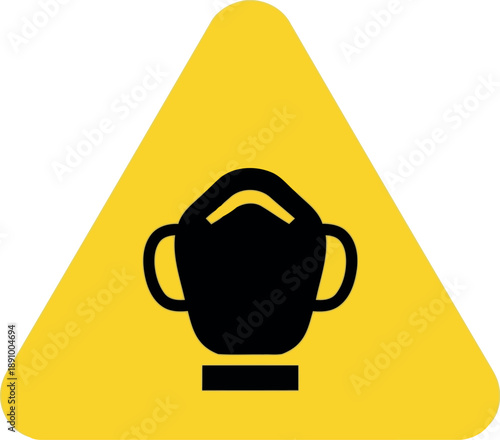 Respirator Mask Safety Warning Sign Icon on Yellow Triangle for Industrial Hazard Protection