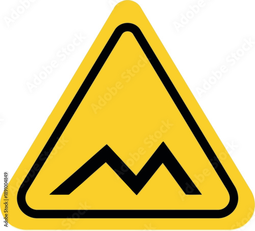 Yellow Triangle Road Sign Warning of Uneven Surface or Bumpy Road Ahead, Vector Illustration