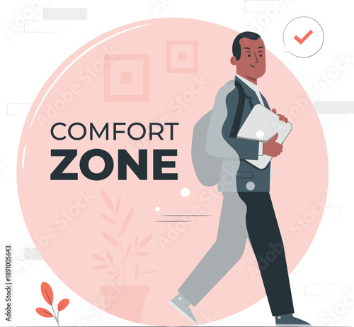 Man walking out of comfort zone with confidence and determination