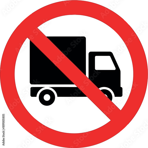 No Trucks Allowed Sign Icon – Vector Prohibition Symbol for Traffic and Road Safety