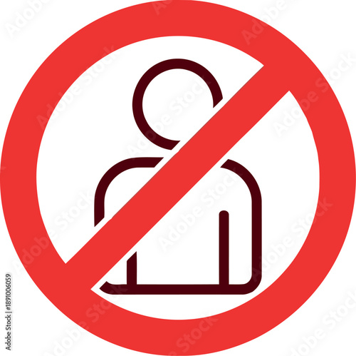 No Entry for People Icon – Red Prohibition Sign Isolated on White Background for Safety and Restriction Concepts