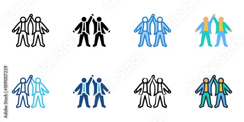 Collaboration icons set multiple style collection. Editable stroke 
