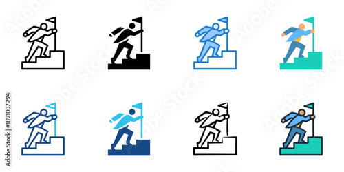 Leadership Development icons set multiple style collection. Editable stroke 
