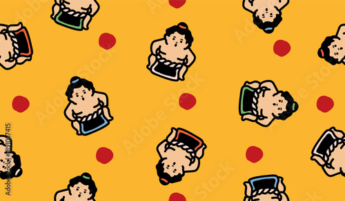 Cute sumo pattern background vector design