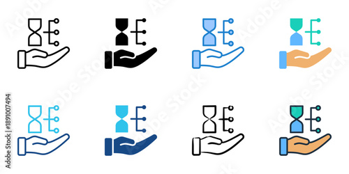 Time Management icons set multiple style collection. Editable stroke 
