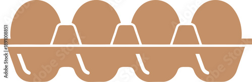 Brown eggs in carton vector illustration, minimalist food packaging icon for grocery and organic farm design