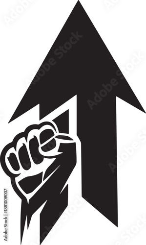 Fist punching through an arrow icon Vector
