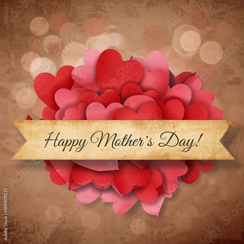Happy mother's day with hearts and bokeh