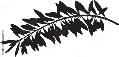 Tablou pe pânză Branch with leaves silhouette