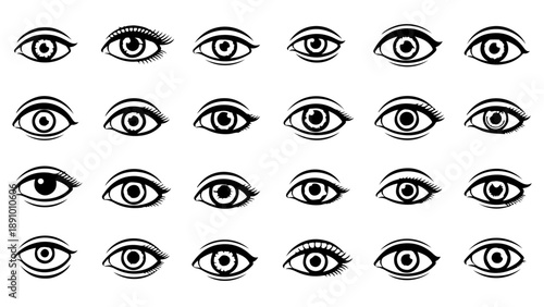 Collection of diverse eye illustrations in various styles