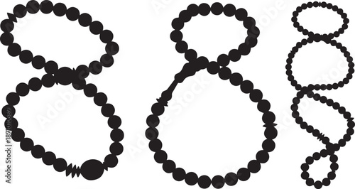Black beaded bracelets in various styles and designs displayed