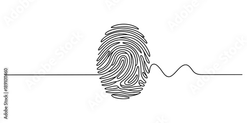 A continuous single line drawing illustrating a fingerprint, symbolizing identity and security Vector, illustration
