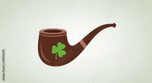 Brown smoking pipe with green shamrock on side symbolizing good luck and relaxation