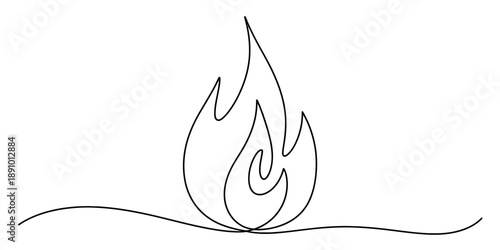 A simple artistic rendering of a burning flame created with a single continuous line Vector, illustration