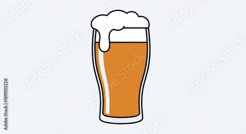 A glass of beer with foam on top illustration of alcoholic drink
