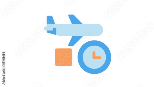 A graphic illustration of travel and time management icons