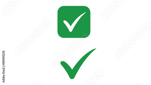 A green checkmark and a green checkbox on a white background