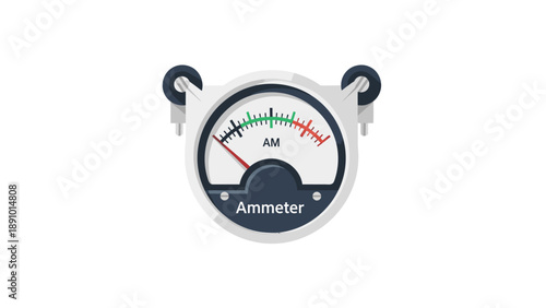 Close-up of an analog ammeter with a white face and black border on a plain white background.