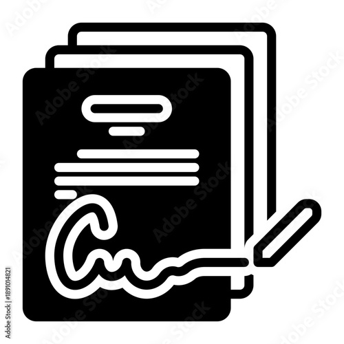 signature icon, glyph icon style