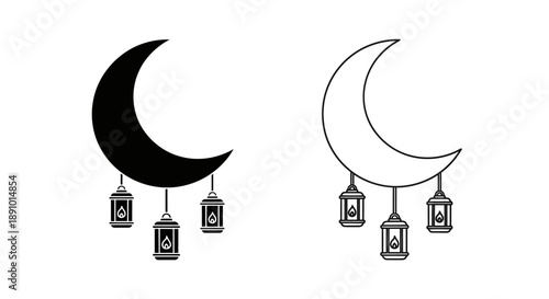 Islamic crescent lanterns ramadan decoration