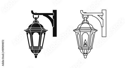Classic wall mounted outdoor lanterns black white design