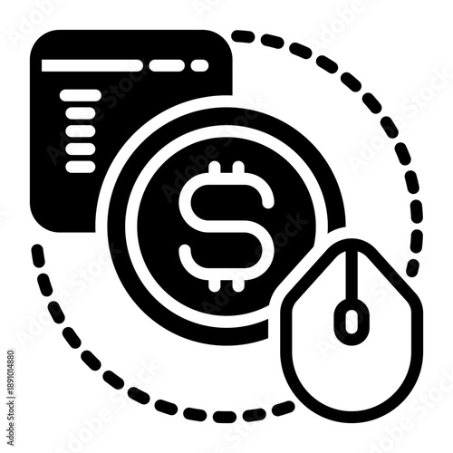 Cost per click icon, glyph icon style