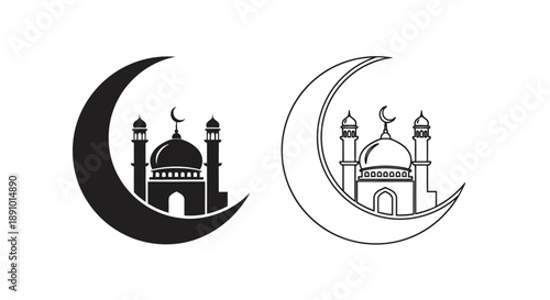 Islamic mosque moon crescent symbol design