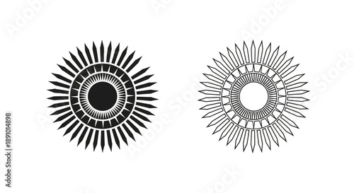 Geometric sunburst designs vector illustration
