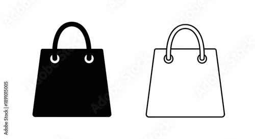 Shopping bag icon set minimalist vector illustration
