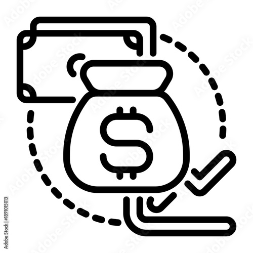 money bag icon, line icon style