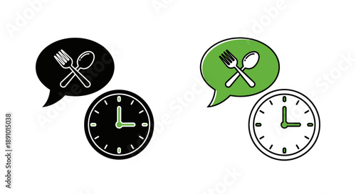 Food time clock icons design